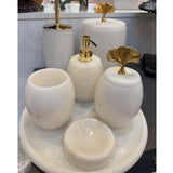 Conjunto de banheiro turco oval com 7 peças de mármore Branco