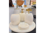 Conjunto de banheiro turco oval com 7 peças de mármore Branco